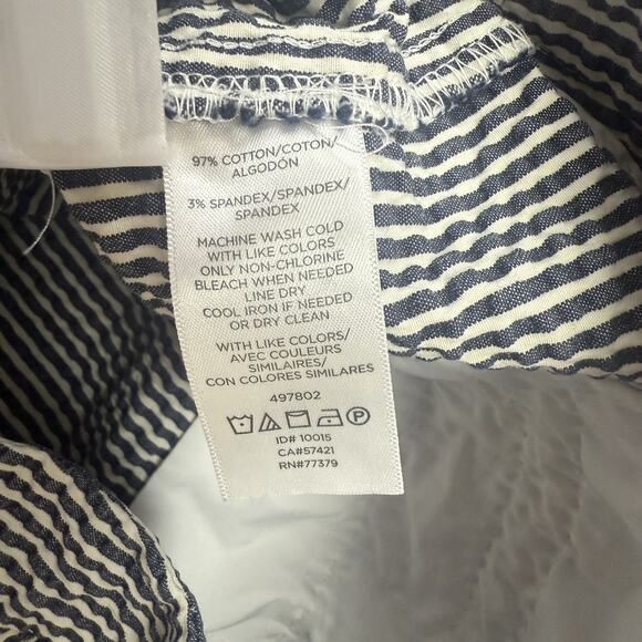 Ann Taylor Pants Womens 8 Blue White Striped Seersucker Cropped Stretch Cotton - Picture 5 of 11